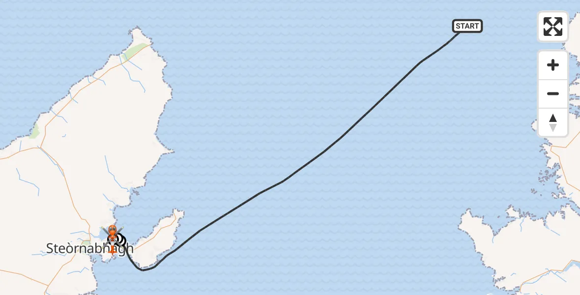 Flight route Coastguard Helicopter Inner Seas - Stornoway Airport, 03 October 2026, 14:49