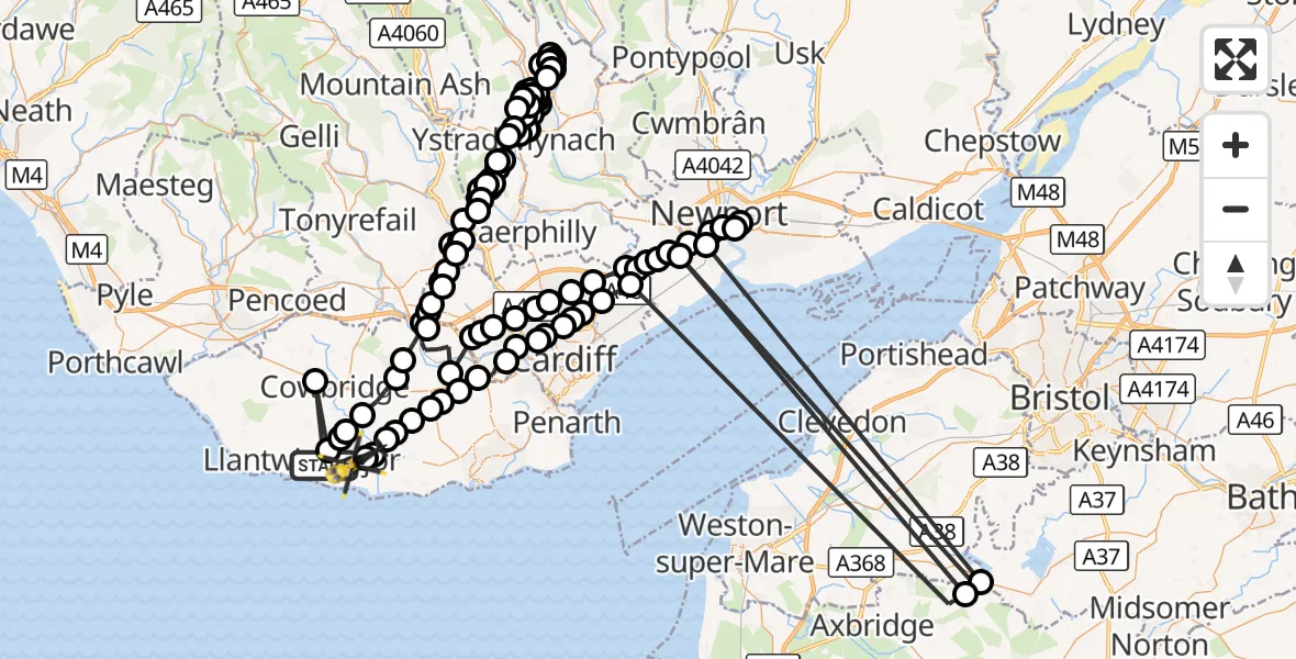 Flight route Police Helicopter Boverton - MOD St Athan, 03 October 2026, 16:31