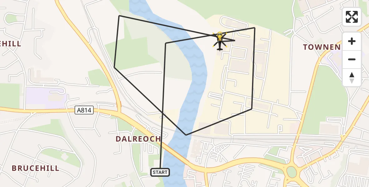 Flight route Police Helicopter Dumbarton - Dumbarton, 03 October 2026, 16:38