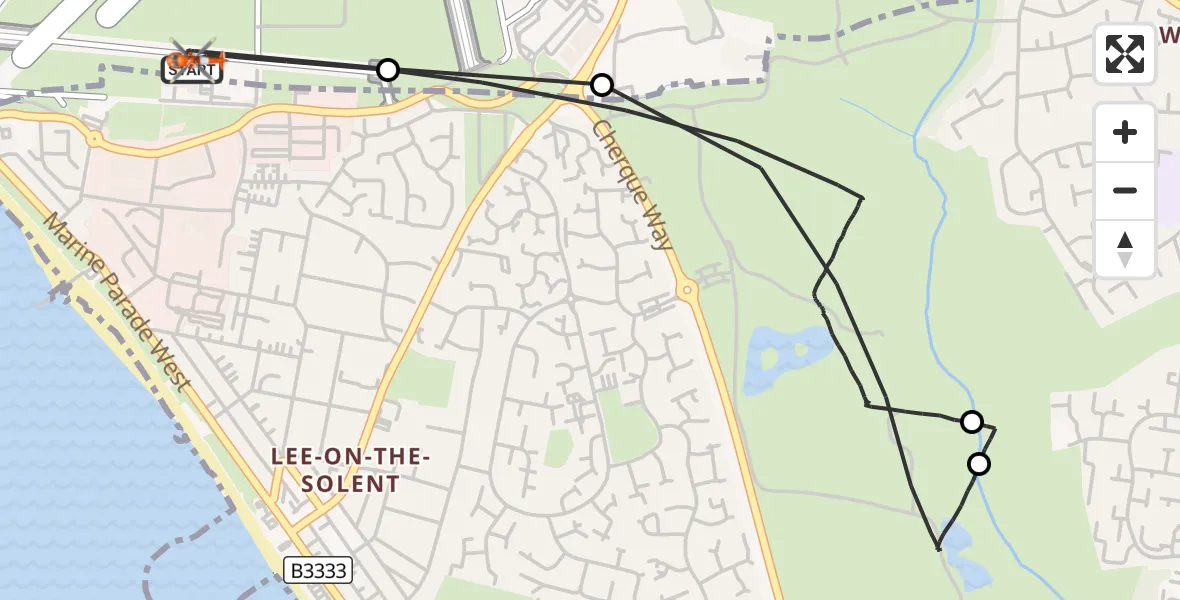 Flight route Coastguard Helicopter Solent Airport - Solent Airport, 03 October 2026, 20:12