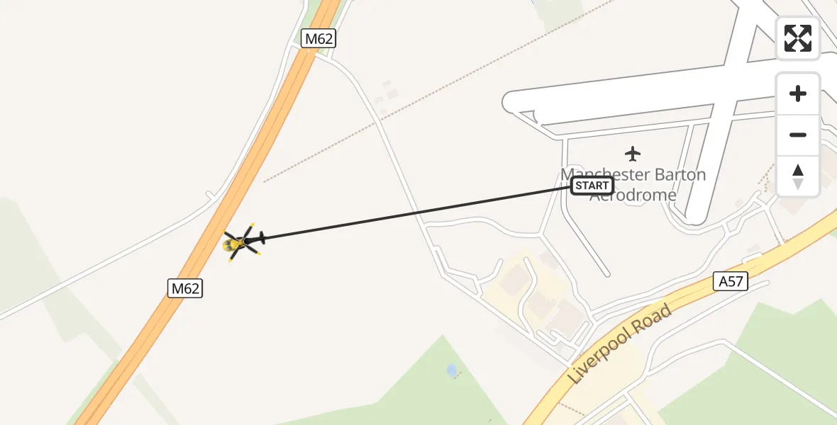 Flight route Police Helicopter Manchester Barton Aerodrome - Irlam, 03 October 2026, 21:17