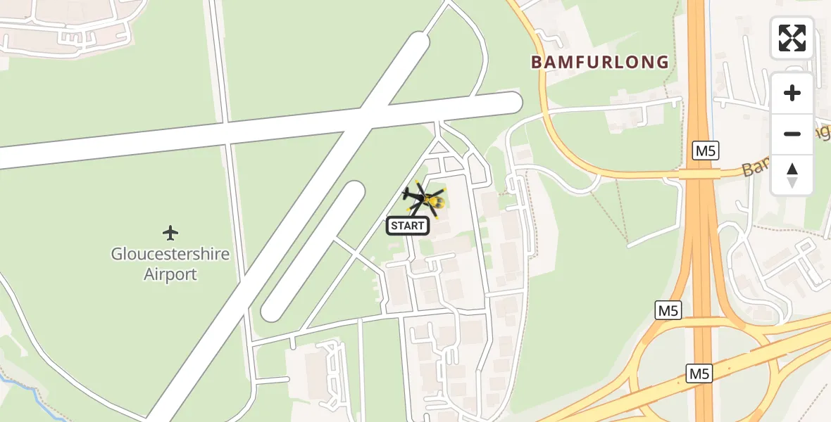 Flight route Police Helicopter Gloucestershire Airport - Gloucestershire Airport, 03 October 2026, 22:53
