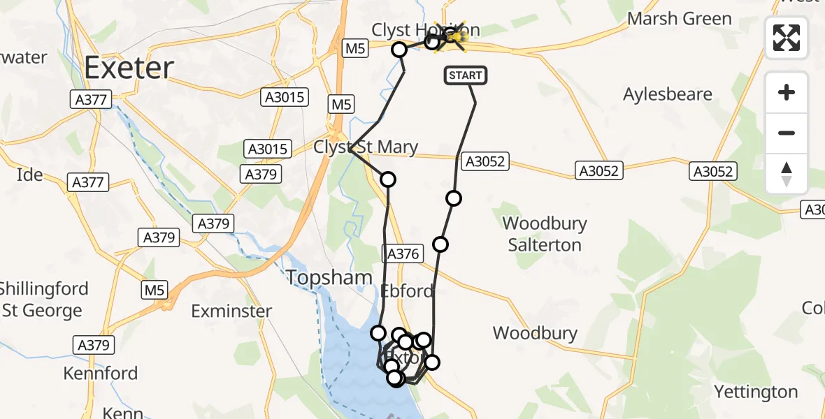 Flight route Police Helicopter Clyst Honiton - Clyst Honiton, 03 October 2026, 23:26
