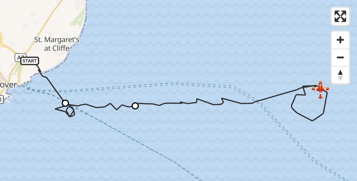 Flight route Coastguard Drone Dover - North Sea, 04 October 2026, 01:02