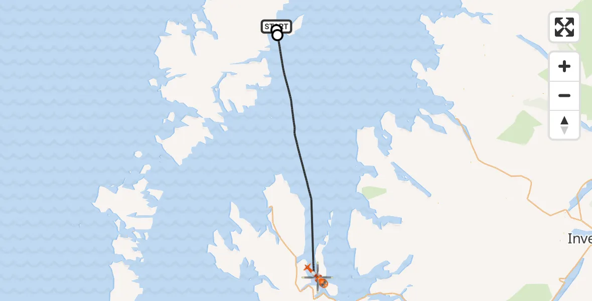 Flight route Coastguard Helicopter Stornoway Airport - Inner Seas, 04 October 2026, 07:24