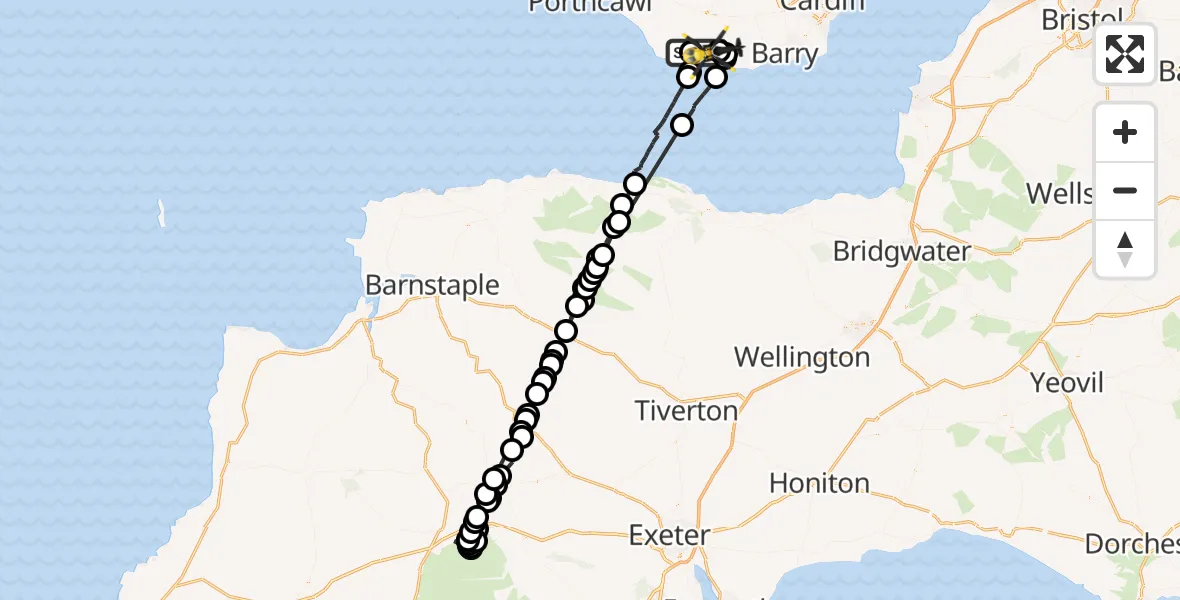 Flight route Police Helicopter Boverton - MOD St Athan, 04 October 2026, 08:21