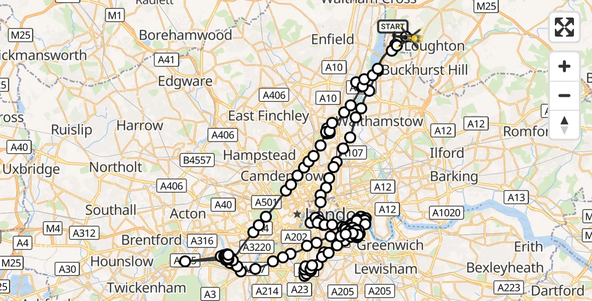 Flight route Police Helicopter Epping Forest - Metropolitan Police Air Support Unit Lippitts Hill, 04 October 2026, 10:54