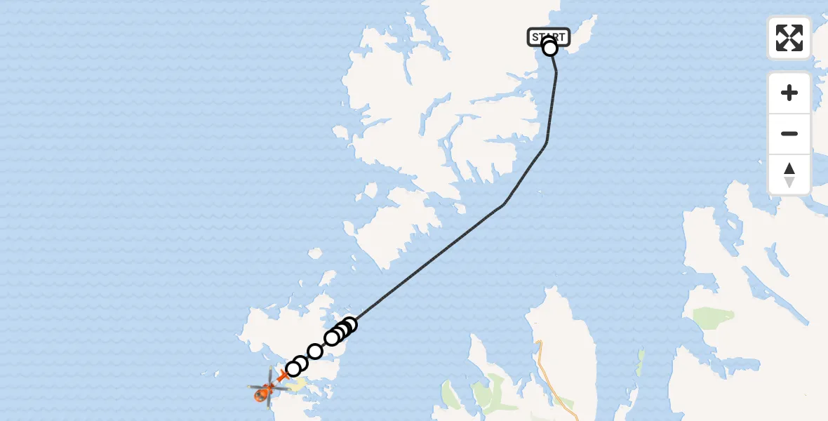 Flight route Coastguard Helicopter Stornoway Airport - North Atlantic Ocean, 04 October 2026, 12:07