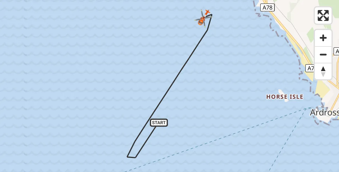 Flight route Coastguard Helicopter Inner Seas - Inner Seas, 04 October 2026, 13:09