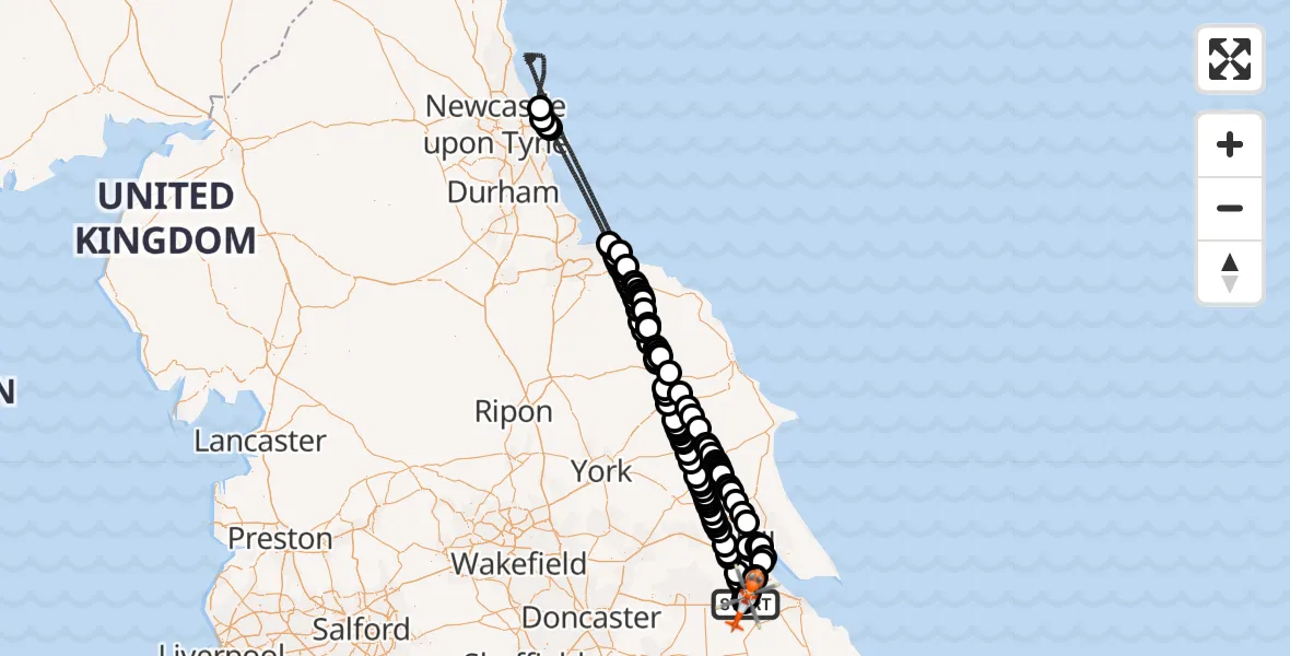 Flight route Coastguard Helicopter Humberside Airport - Humberside Airport, 04 October 2026, 13:14