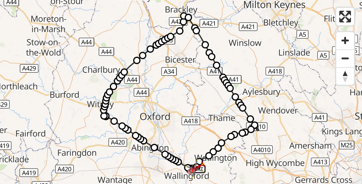 Flight route Air Ambulance Helicopter RAF Benson - RAF Benson, 04 October 2026, 13:33