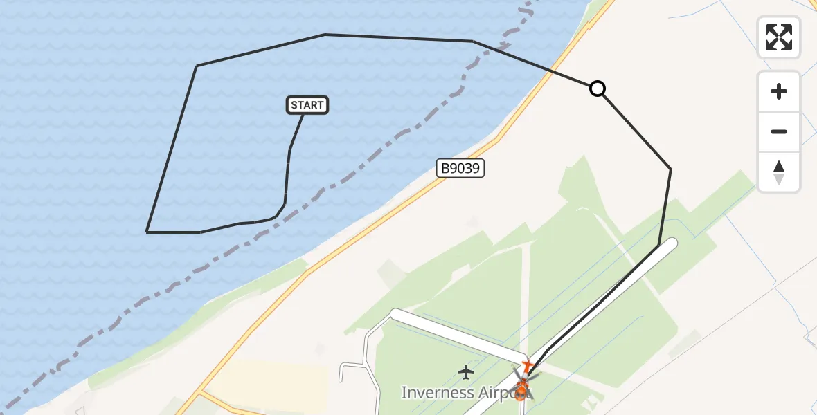 Flight route Coastguard Helicopter Ardersier - Inverness Airport, 04 October 2026, 15:03