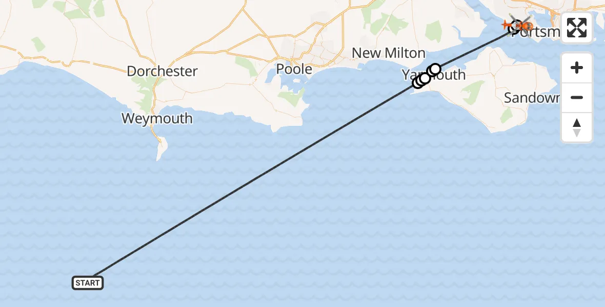 Flight route Coastguard Helicopter English Channel - Solent Airport, 04 October 2026, 16:19
