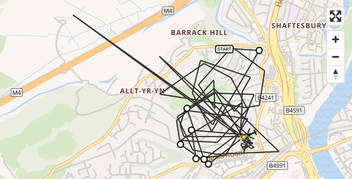 Flight route Police Helicopter Crindau - Barrack Hill, 04 October 2026, 16:32