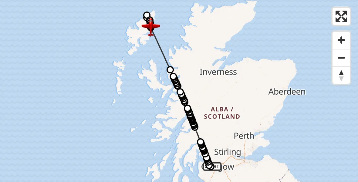 Flight route Air Ambulance Aircraft Glasgow Airport - Stornoway Airport, 04 October 2026, 19:19
