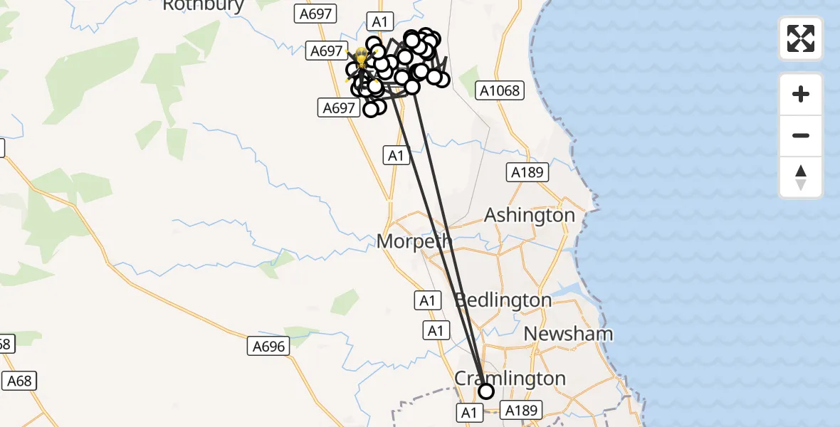 Flight route Police Helicopter Thirston - Thirston, 05 October 2026, 09:57