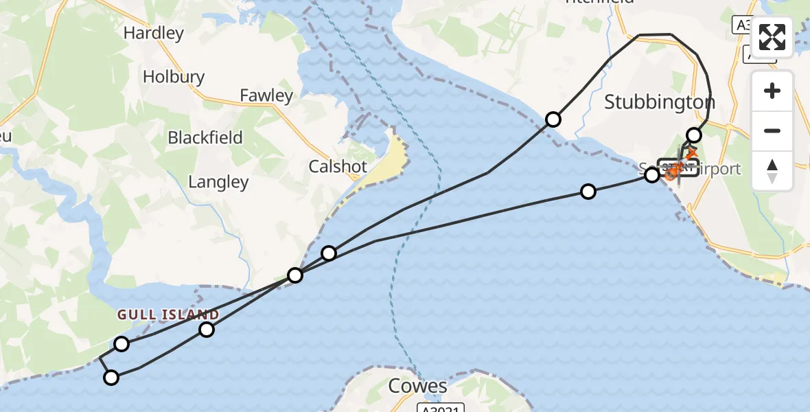 Flight route Coastguard Helicopter Solent Airport - Solent Airport, 05 October 2026, 10:18