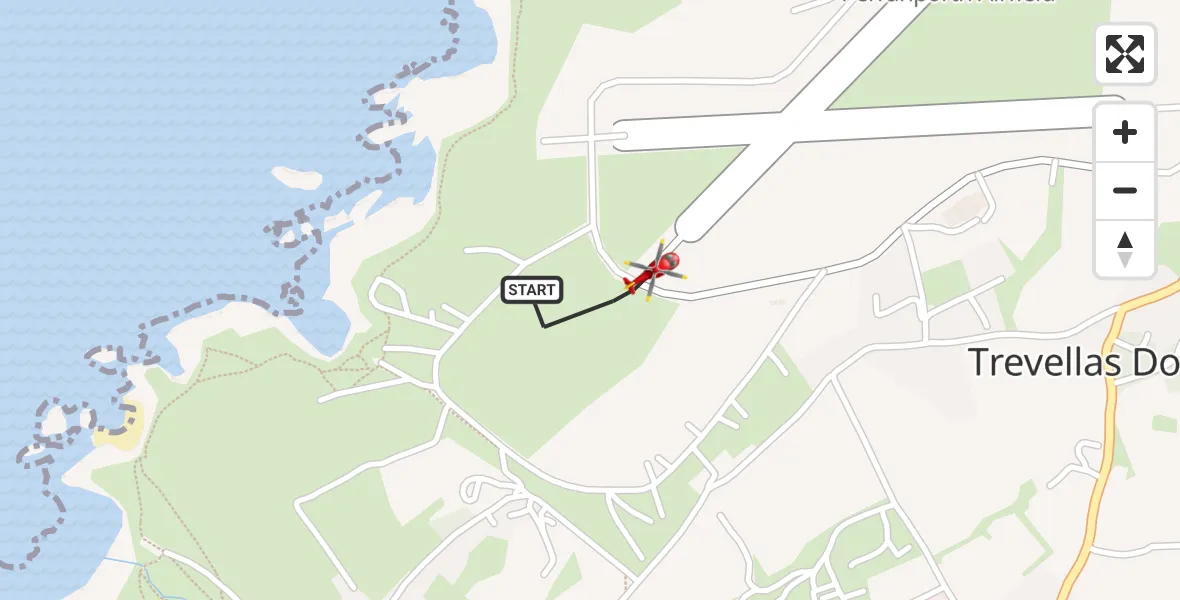 Flight route Air Ambulance Helicopter Trevellas Downs - Trevellas Downs, 05 October 2026, 11:27