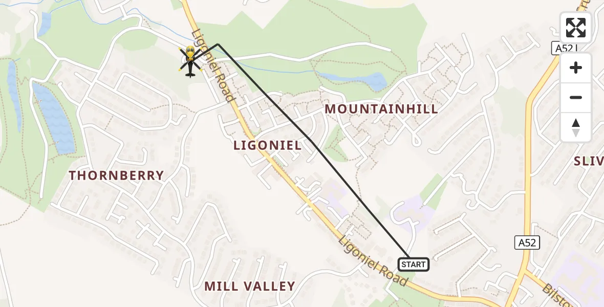 Flight route Police Helicopter Belfast City District - Belfast City District, 05 October 2026, 12:32