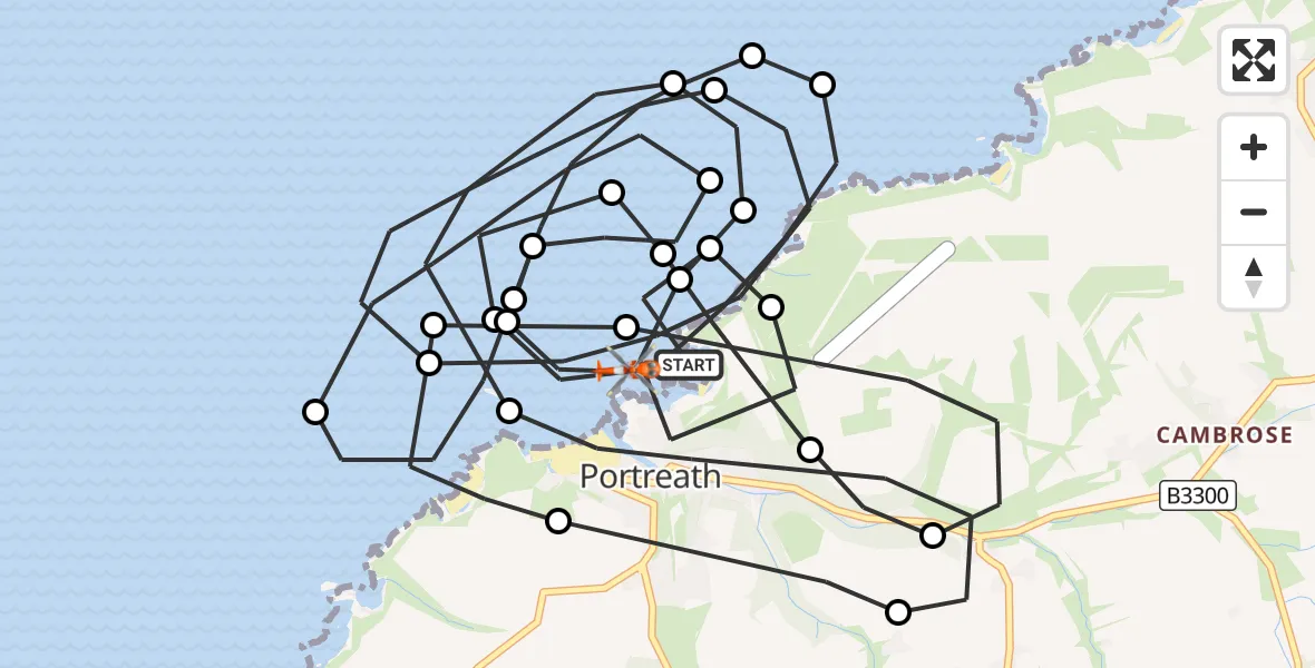 Flight route Coastguard Helicopter Portreath - Portreath, 05 October 2026, 14:58