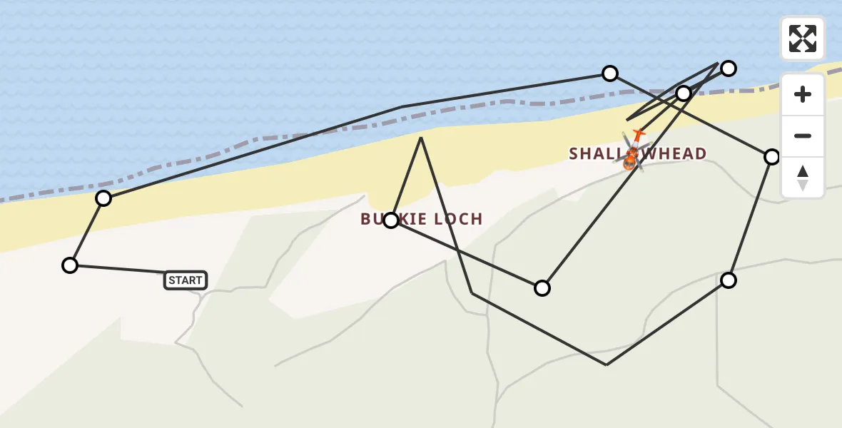 Flight route Coastguard Helicopter Buckie Loch - Moray, 05 October 2026, 15:45