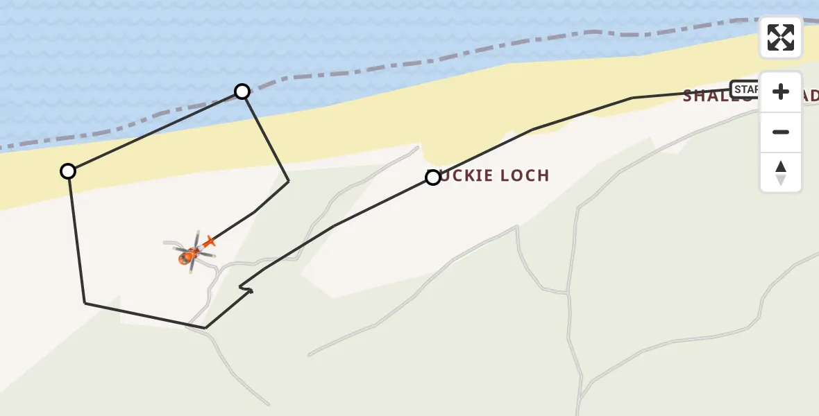 Flight route Coastguard Helicopter Moray - Buckie Loch, 05 October 2026, 15:55
