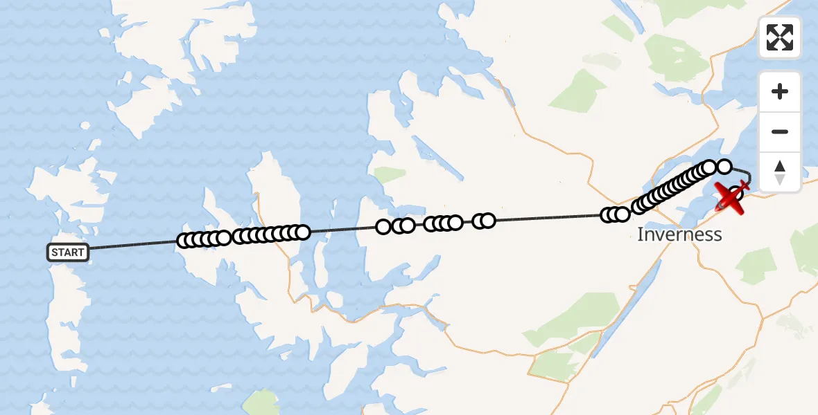 Flight route Air Ambulance Aircraft Inner Seas - Highland, 05 October 2026, 16:05