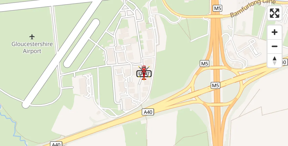 Flight route Air Ambulance Helicopter Gloucestershire Airport - Gloucestershire Airport, 05 October 2026, 16:53