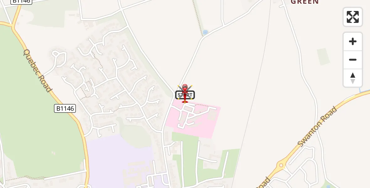 Flight route Air Ambulance Helicopter Dereham - Dereham, 05 October 2026, 17:25