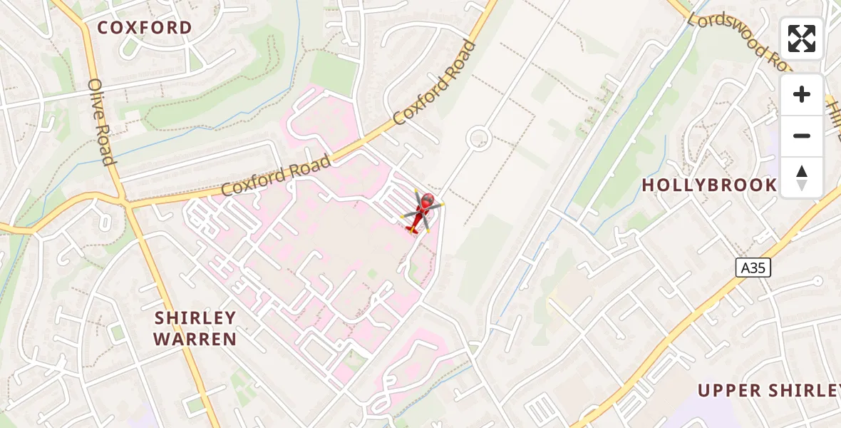 Flight route Air Ambulance Helicopter University Hospital Southampton - University Hospital Southampton, 05 October 2026, 18:58