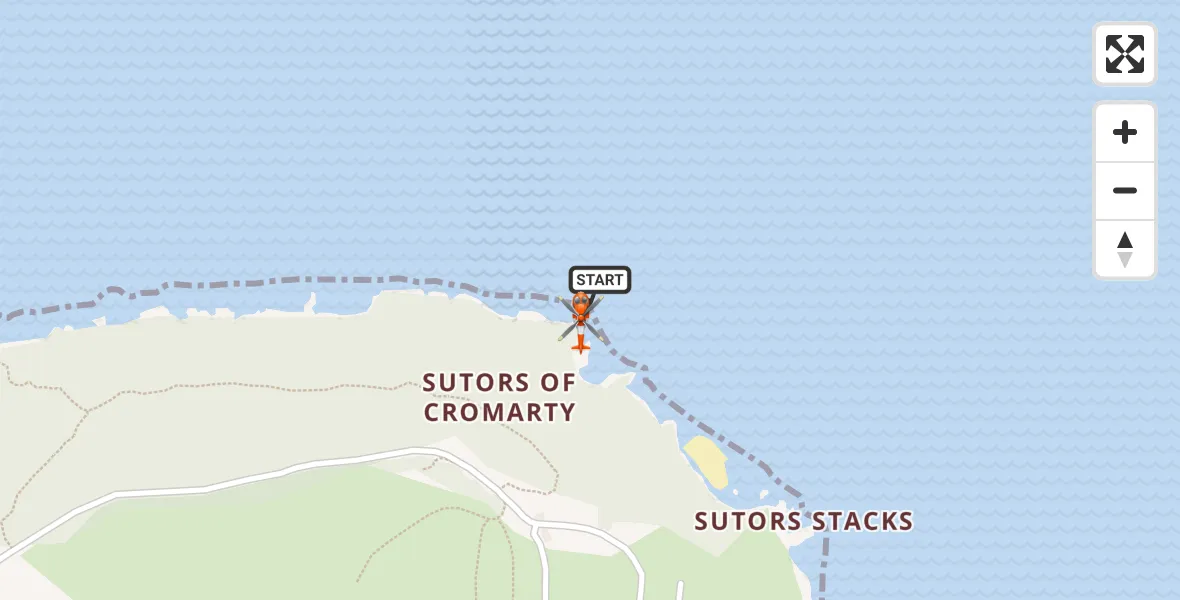 Flight route Coastguard Helicopter Cromarty - Cromarty, 05 October 2026, 19:59