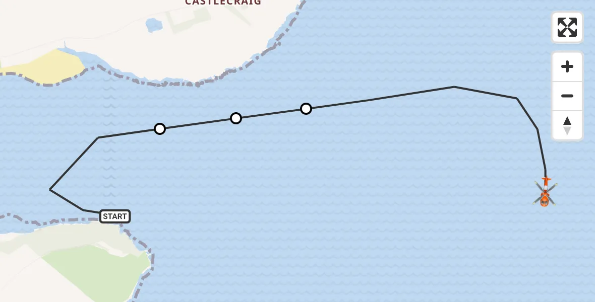 Flight route Coastguard Helicopter Cromarty - North Sea, 05 October 2026, 20:08