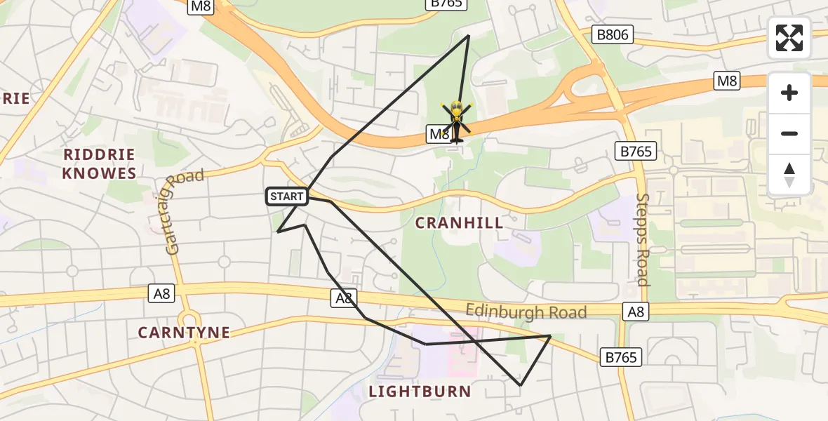 Flight route Police Helicopter Glasgow - Glasgow, 05 October 2026, 23:20