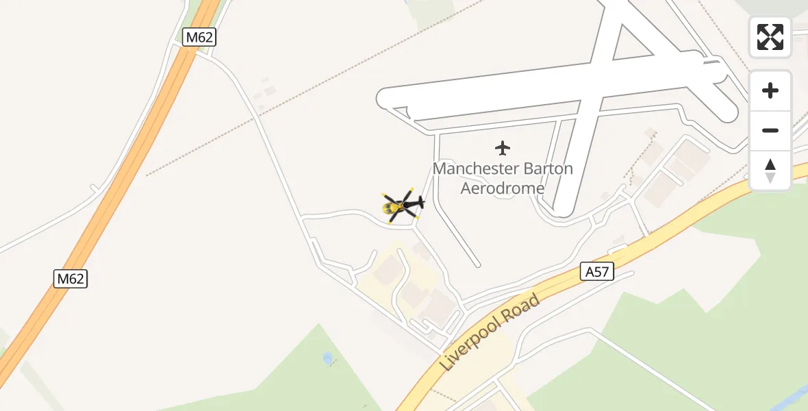 Flight route Police Helicopter Manchester Barton Aerodrome - Manchester Barton Aerodrome, 05 October 2026, 23:29