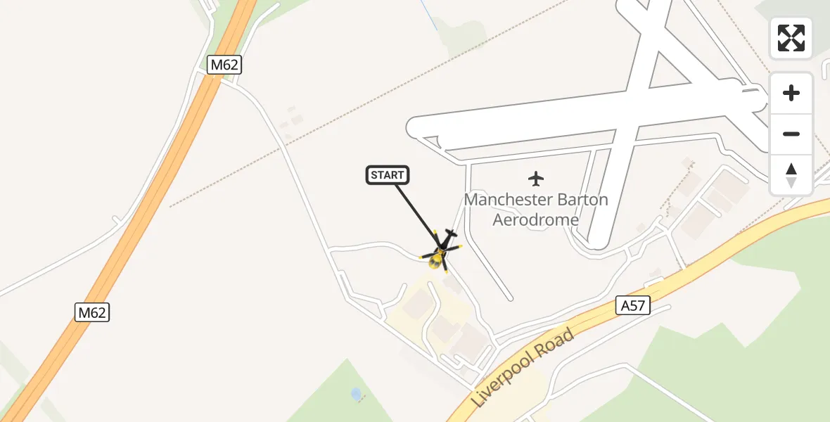 Flight route Police Helicopter Manchester Barton Aerodrome - Manchester Barton Aerodrome, 06 October 2026, 01:28