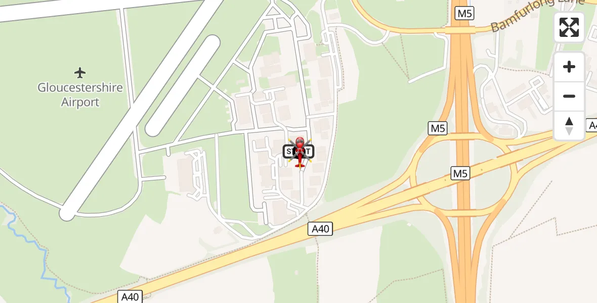 Flight route Air Ambulance Helicopter Gloucestershire Airport - Gloucestershire Airport, 06 October 2026, 06:59