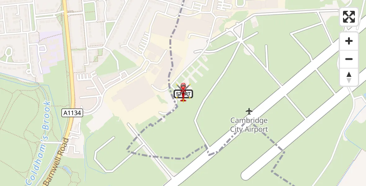 Flight route Air Ambulance Helicopter Cambridge City Airport - Cambridge City Airport, 06 October 2026, 07:06