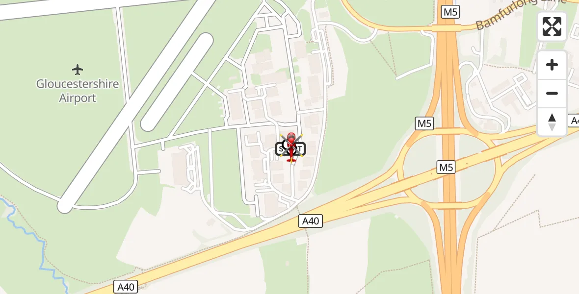 Flight route Air Ambulance Helicopter Gloucestershire Airport - Gloucestershire Airport, 06 October 2026, 07:31