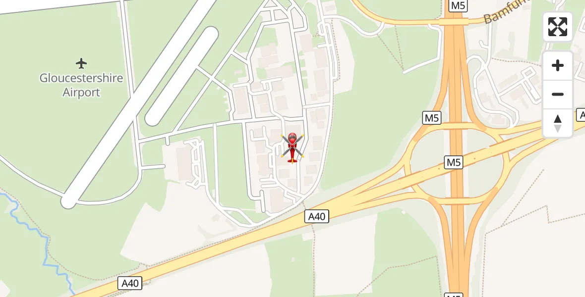 Flight route Air Ambulance Helicopter Gloucestershire Airport - Gloucestershire Airport, 06 October 2026, 08:36