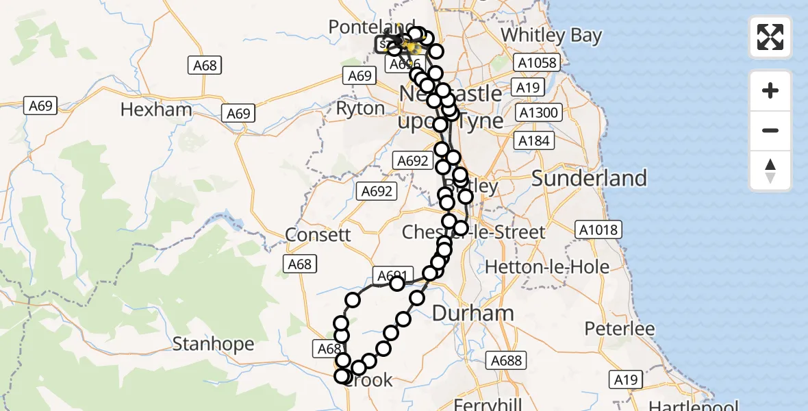 Flight route Police Helicopter Newcastle International Airport - Newcastle International Airport, 06 October 2026, 09:01
