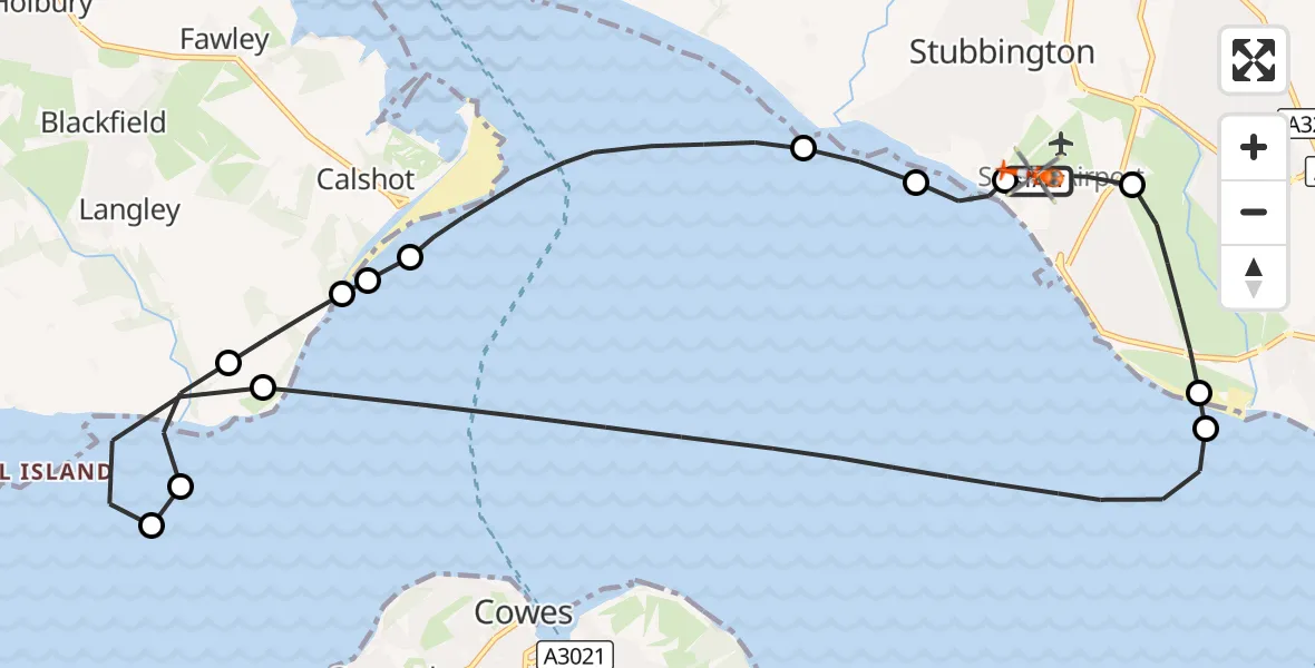 Flight route Coastguard Helicopter Solent Airport - Solent Airport, 06 October 2026, 10:09