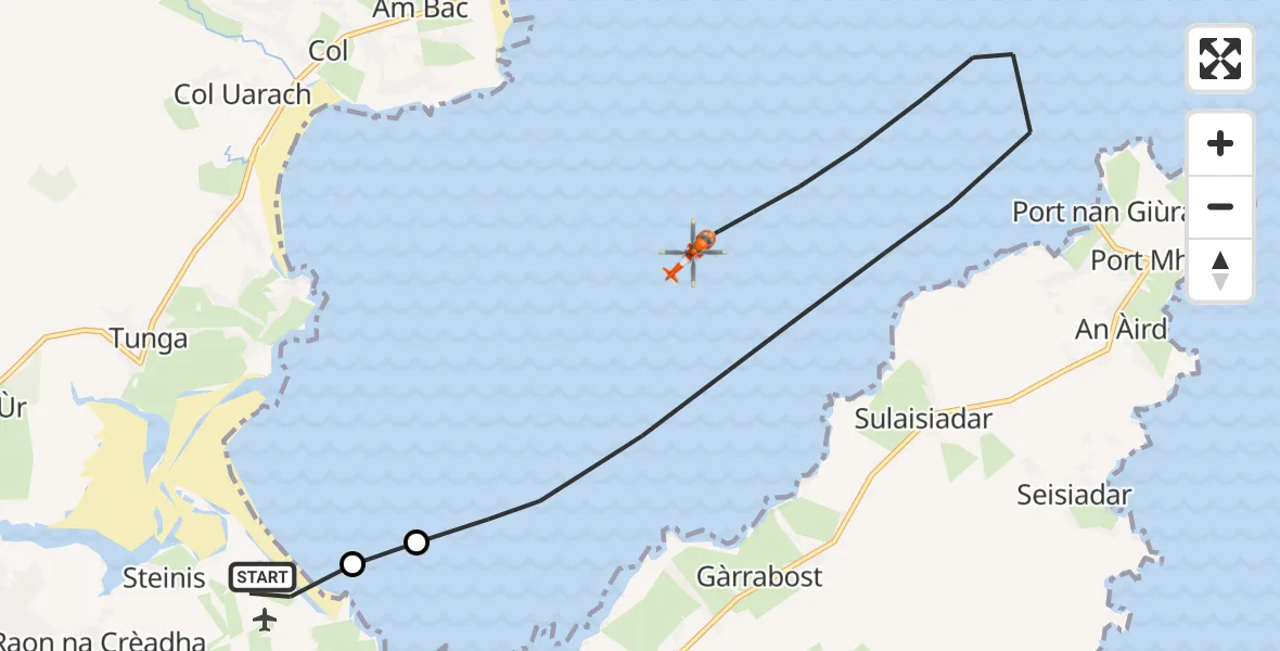 Flight route Coastguard Helicopter Stornoway Airport - Inner Seas, 06 October 2026, 14:29