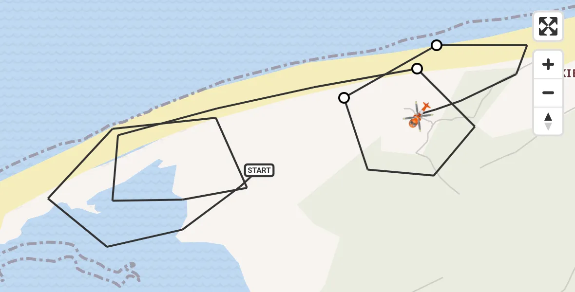 Flight route Coastguard Helicopter Moray - Buckie Loch, 06 October 2026, 14:35