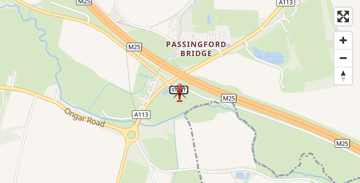 Flight route Air Ambulance Helicopter Stapleford Tawney - Stapleford Tawney, 06 October 2026, 14:40