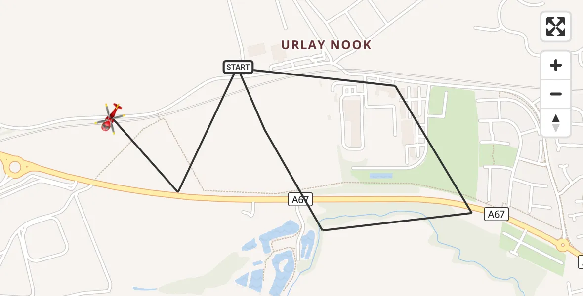 Flight route Air Ambulance Helicopter Egglescliffe - Egglescliffe, 06 October 2026, 14:56