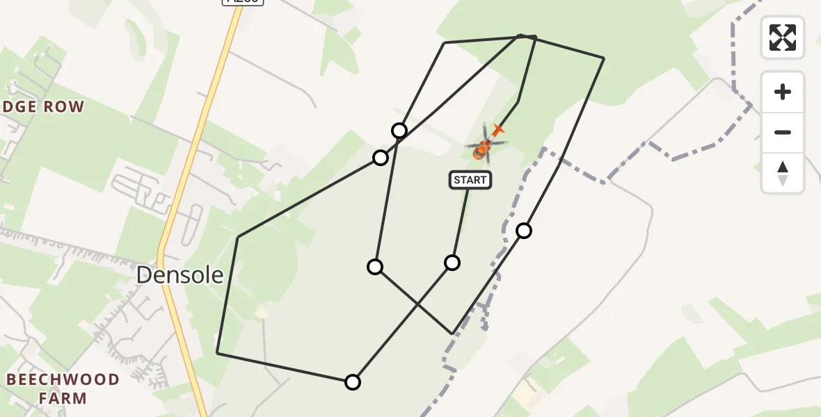 Flight route Coastguard Helicopter Folkestone and Hythe - Densole, 06 October 2026, 15:02