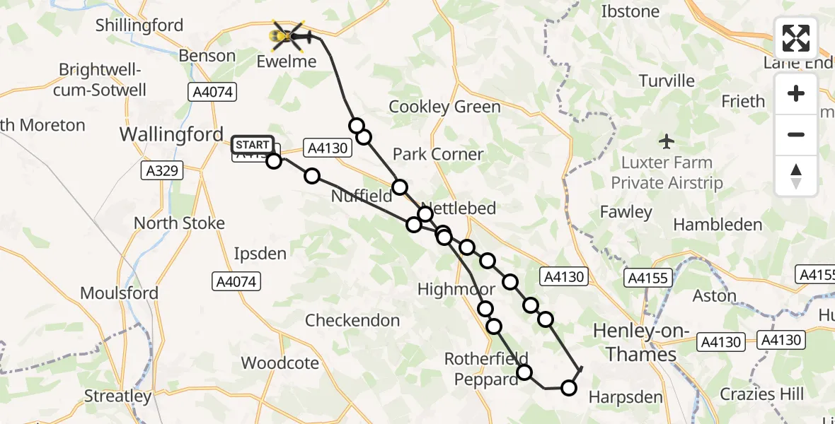 Flight route Police Helicopter Crowmarsh Gifford - Ewelme, 06 October 2026, 15:28