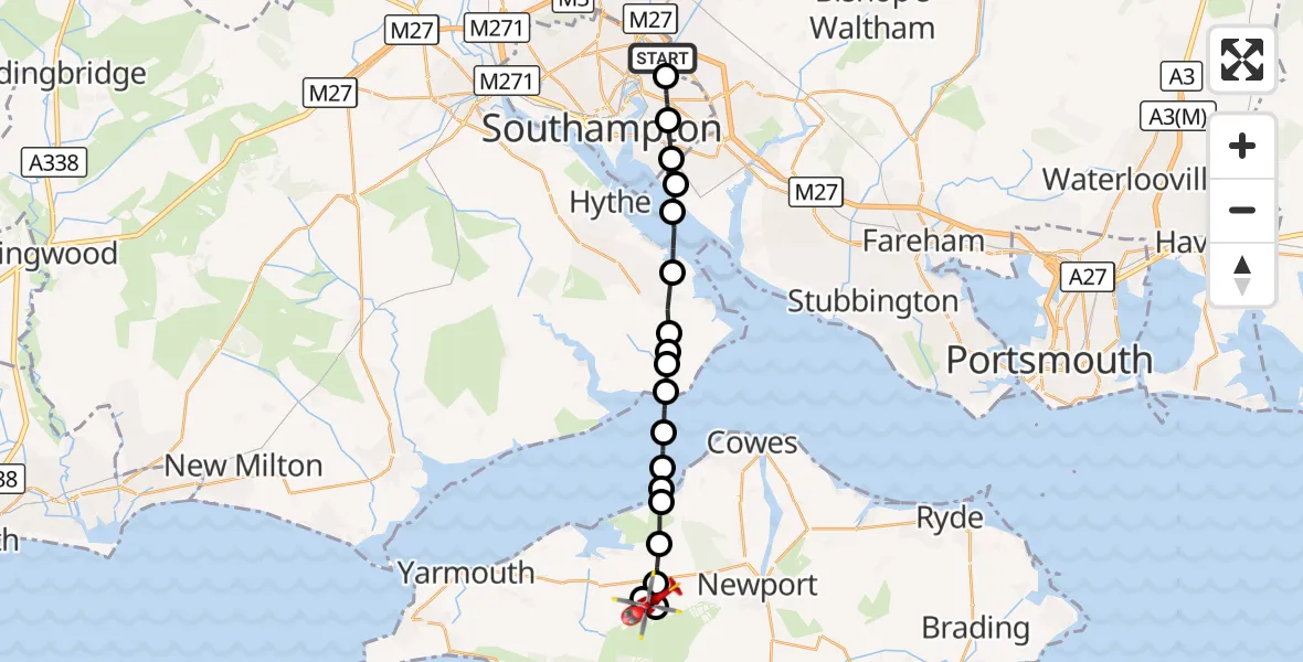Flight route Air Ambulance Helicopter Townhill Park - Newbridge, 06 October 2026, 16:46