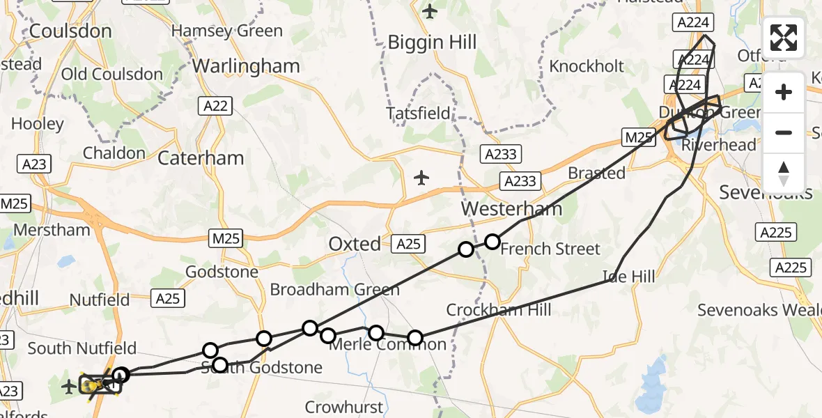 Flight route Police Helicopter South Nutfield - South Nutfield, 06 October 2026, 17:20