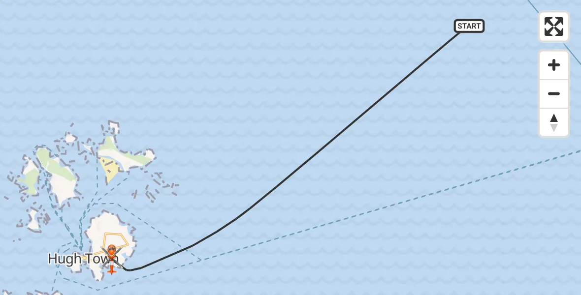 Flight route Coastguard Helicopter North Atlantic Ocean - St. Mary's Airport, 06 October 2026, 17:44